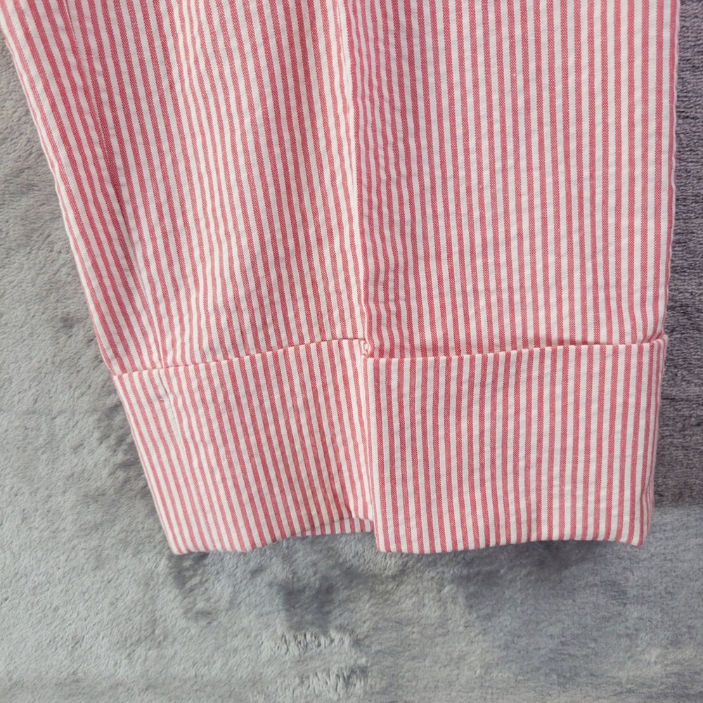 Boston Proper Red White Striped Seersucker Cropped Cuffed Pants Womens Size 12 - Picture 9 of 10
